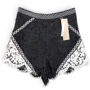 DO + BE Lace Shorts Women S Black White Boho Festival High Waist Lined